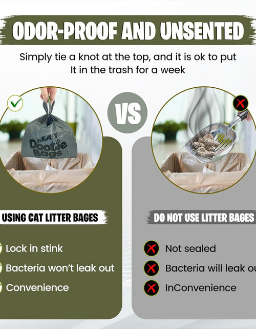 Load image into Gallery viewer, HEAVY Dootie Bags® VERY LARGE Dog and Cat Waste Poop Bags. 100 Count Strong Multi-Use, Leakproof with EZ Tie Handles and Gussets. Made with Corn Starch. Fits  and Swivel Bin Pooper Scoopers.
